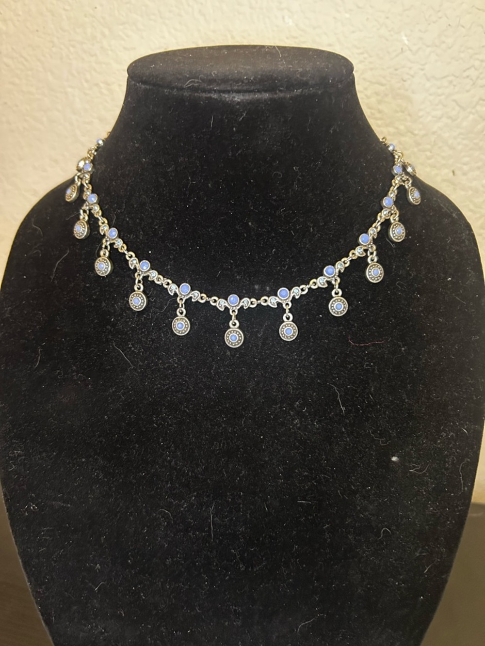 Blue Crystal Dangle Choker Necklace - Women Jewelry